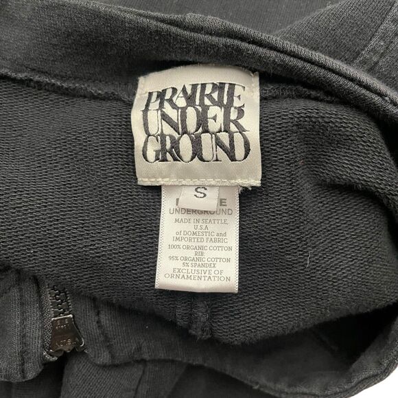 Prairie Underground Small Jacket Full Zip Organic Cotton Sweatshirt Black - Picture 2 of 15